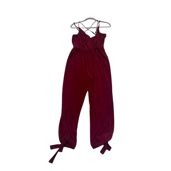Windsor Sleeveless Surplice Jumpsuit Adjustable Sleeves Burgundy Size XLarge - Picture 4 of 13